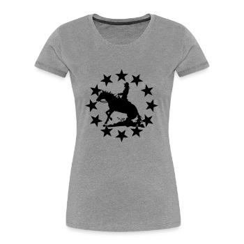 Western Lady Emblem - Frauen Premium Bio T-Shirt - Grau meliert - Vorne - Mia (176cm)