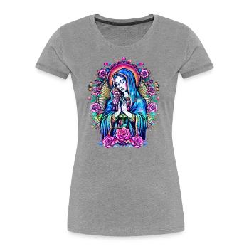 Betende Heilige Maria Rosen Religion Christentum - Frauen Premium Bio T-Shirt - Grau meliert - Vorne - Mia (176cm)