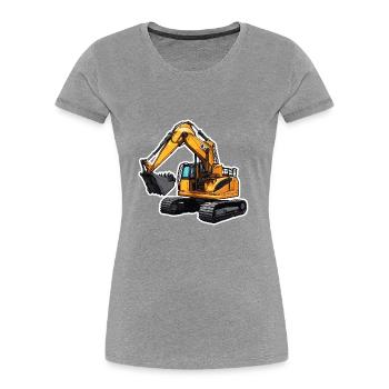 Bagger / Baustelle / Maschine /graben / Schaufel - Frauen Premium Bio T-Shirt - Grau meliert - Vorne - Mia (176cm)