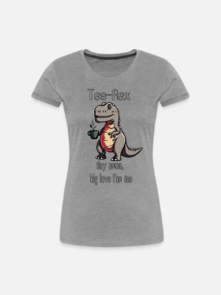 tea rex - Frauen Premium Bio T-Shirt - Grau meliert