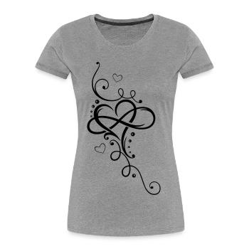 Tribal Heart with large infinity loop - Women's Premium Organic T-Shirt - heather grey - Front - Mia (176cm)