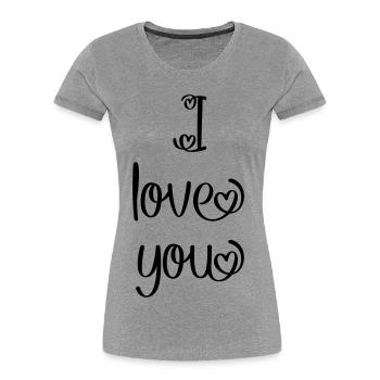 I love you - Frauen Premium Bio T-Shirt - Grau meliert - Vorne - Mia (176cm)