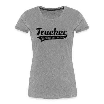Truckerin LKW Truck Fahrerin Trucker Babe Shirt - Frauen Premium Bio T-Shirt - Grau meliert - Vorne - Mia (176cm)
