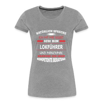 LOKFÜHRER - Frauen Premium Bio T-Shirt - Grau meliert - Vorne - Mia (176cm)