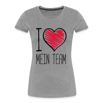 ich liebe mein team herz - Frauen Premium Bio T-Shirt - Grau meliert - Vorne - Mia (176cm)