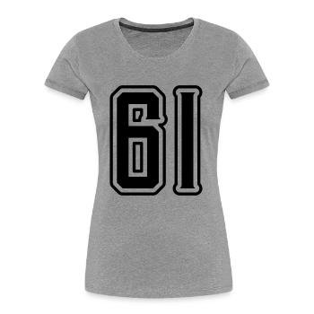 Symbole numérique 61 - T-shirt bio Premium Femme - gris chiné - Devant - Mia (176cm)