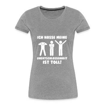 Lustger Spruch Geschenkidee - Frauen Premium Bio T-Shirt - Grau meliert - Vorne - Mia (176cm)