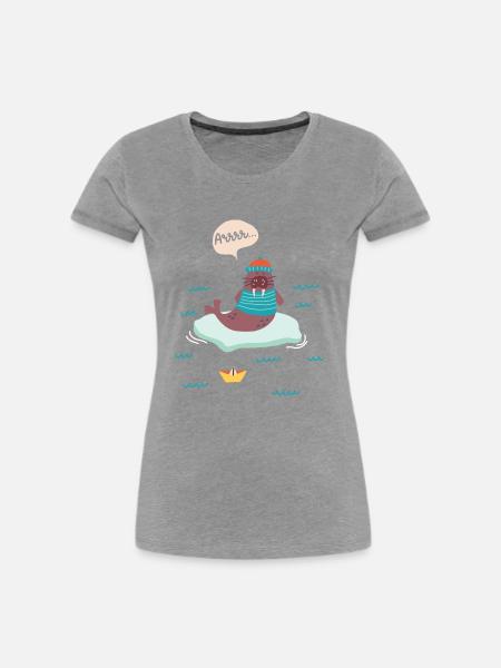 Walross Seemann Eisscholle - Frauen Premium Bio T-Shirt - Grau meliert