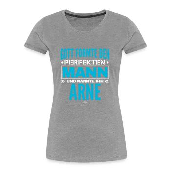 Arne Name Design - Frauen Premium Bio T-Shirt - Grau meliert - Vorne - Mia (176cm)