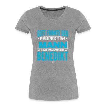 Benedikt Name Design - Frauen Premium Bio T-Shirt - Grau meliert - Vorne - Mia (176cm)