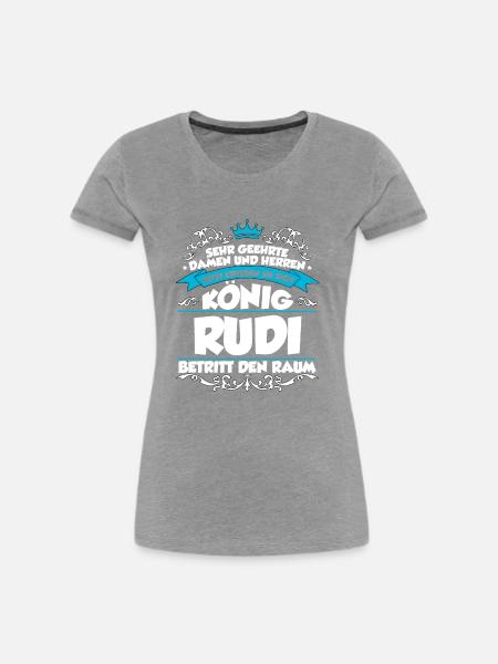 Rudi Name Design - Frauen Premium Bio T-Shirt - Grau meliert
