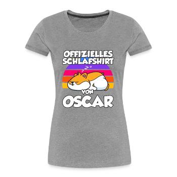 Offizielles Schlafshirt Von Oscar - Frauen Premium Bio T-Shirt - Grau meliert - Vorne - Mia (176cm)