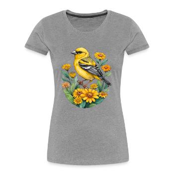 Gelber Fink - Frauen Premium Bio T-Shirt - Grau meliert - Vorne - Mia (176cm)