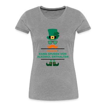 Spuren von Alkohol enthalten - St Patrick's Day - Frauen Premium Bio T-Shirt - Grau meliert - Vorne - Mia (176cm)