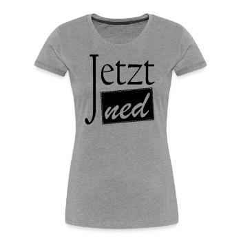 Jetzt ned Dialekt Wien Österreich schwarz - Frauen Premium Bio T-Shirt - Grau meliert - Vorne - Mia (176cm)