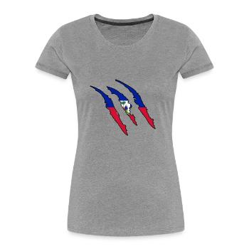 Cadeau griffe Wildland Haïti native - T-shirt bio Premium Femme - gris chiné - Devant - Mia (176cm)