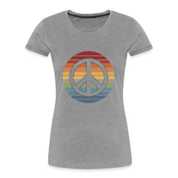 Hippie Shirt Retro | Hippies 60er Peace Geschenke - Frauen Premium Bio T-Shirt - Grau meliert - Vorne - Mia (176cm)