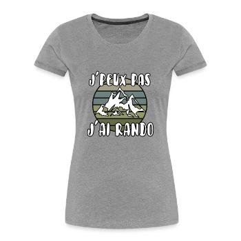 J’peux pas j’ai rando - T-shirt bio Premium Femme - gris chiné - Devant - Mia (176cm)