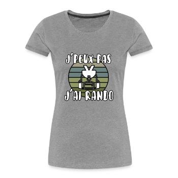 J’peux pas j’ai rando - T-shirt bio Premium Femme - gris chiné - Devant - Mia (176cm)