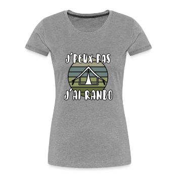 J’peux pas j’ai rando - T-shirt bio Premium Femme - gris chiné - Devant - Mia (176cm)