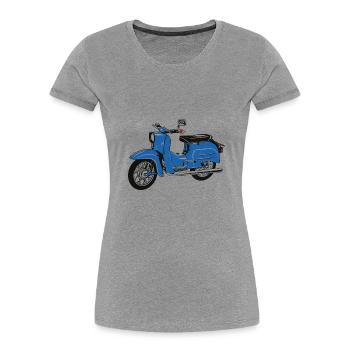 Simson Schwalbe blau - Frauen Premium Bio T-Shirt - Grau meliert - Vorne - Mia (176cm)