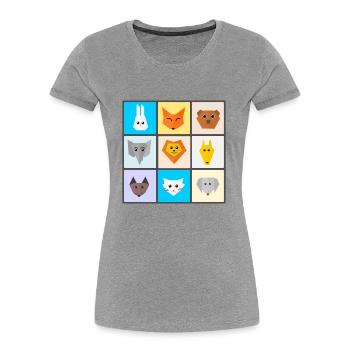 Colorful animal mix with favorite animals - Women's Premium Organic T-Shirt - heather grey - Front - Mia (176cm)