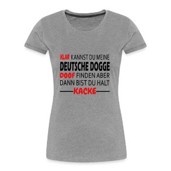 Deutsche Dogge Hunde Shirt Geschenk - Frauen Premium Bio T-Shirt - Grau meliert - Vorne - Mia (176cm)
