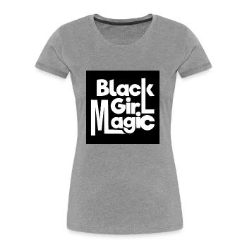 Black Girl Magic 2 Texte blanc - T-shirt bio Premium Femme - gris chiné - Devant - Mia (176cm)