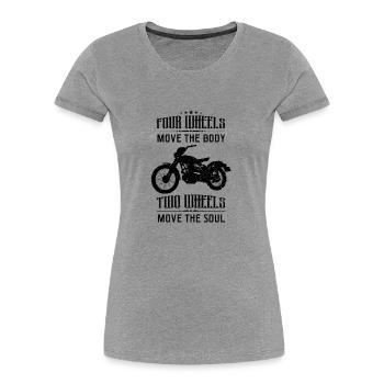 Motorcycle and men with spell - Women's Premium Organic T-Shirt - heather grey - Front - Mia (176cm)