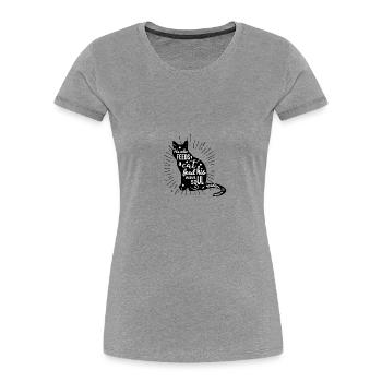 Hey who feeds a cat - Women's Premium Organic T-Shirt - heather grey - Front - Mia (176cm)