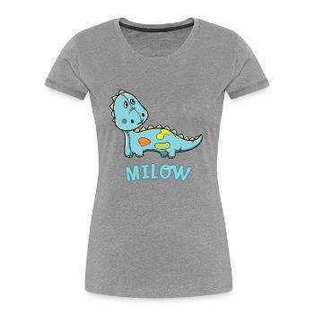 Dinosaurier lustig Kind Milow Geschenk Geburtstag - Frauen Premium Bio T-Shirt - Grau meliert - Vorne - Mia (176cm)