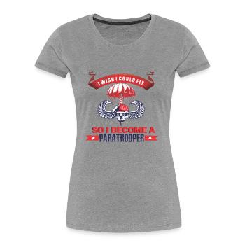 parachutiste - T-shirt bio Premium Femme - gris chiné - Devant - Mia (176cm)