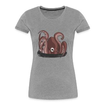 The dawn of the octopus - Women's Premium Organic T-Shirt - heather grey - Front - Mia (176cm)