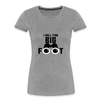 Big Foot Search Hunter Camping Monster Gift - Women's Premium Organic T-Shirt - heather grey - Front - Mia (176cm)