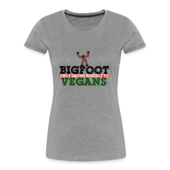 Big Foot Search Hunter Vegan Monster Gift - Women's Premium Organic T-Shirt - heather grey - Front - Mia (176cm)