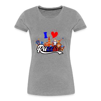 J'aime l'idée de cadeau de la Russie, cadeau - T-shirt bio Premium Femme - gris chiné - Devant - Mia (176cm)
