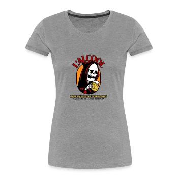 L'ALCOOL NE RÉSOUD PAS LES PROBLÈMES, MAIS L'EAU - T-shirt bio Premium Femme - gris chiné - Devant - Mia (176cm)
