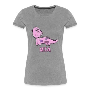 Dinosaur Funny Child Mia Gift Birthday Ko - Women's Premium Organic T-Shirt - heather grey - Front - Mia (176cm)