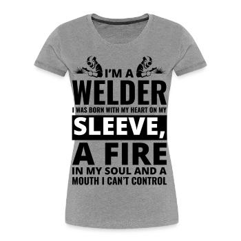Schweißnaht Schweißer Metallbau Eisenarbeiter - Frauen Premium Bio T-Shirt - Grau meliert - Vorne - Mia (176cm)