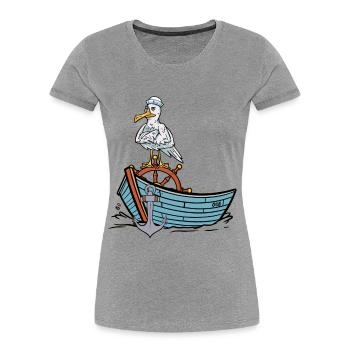 Seagull Sailor Maritime Boat Sailor Ahoy - Women's Premium Organic T-Shirt - heather grey - Front - Mia (176cm)