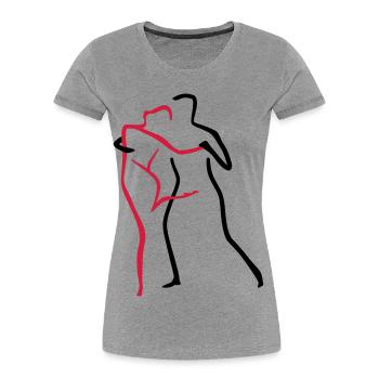 Tango-2 - Frauen Premium Bio T-Shirt - Grau meliert - Vorne - Mia (176cm)
