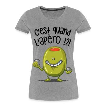 C'est quand l'apéro ? - T-shirt bio Premium Femme - gris chiné - Devant - Mia (176cm)