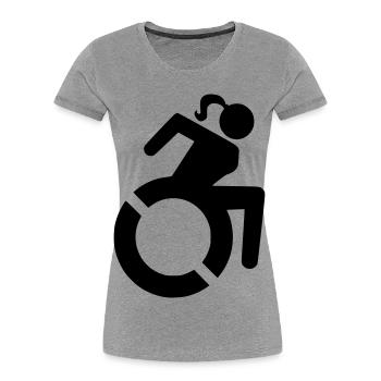 Symbole de fauteuil roulant pour les femmes, mesdames # - T-shirt bio Premium Femme - gris chiné - Devant - Mia (176cm)