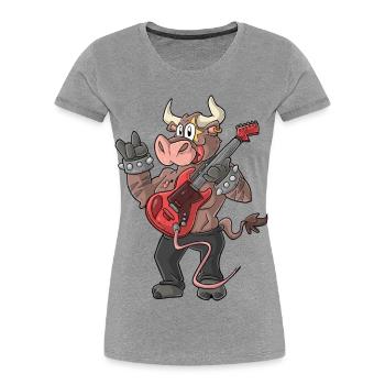 Rocker / Taurus Guitarist - Women's Premium Organic T-Shirt - heather grey - Front - Mia (176cm)