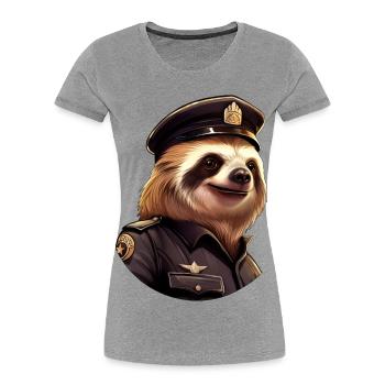 Police Sloth - Women's Premium Organic T-Shirt - heather grey - Front - Mia (176cm)