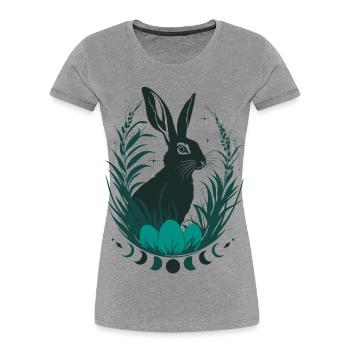 Ostara Bunny with Moon Phases Wicca Design - Women's Premium Organic T-Shirt - heather grey - Front - Mia (176cm)