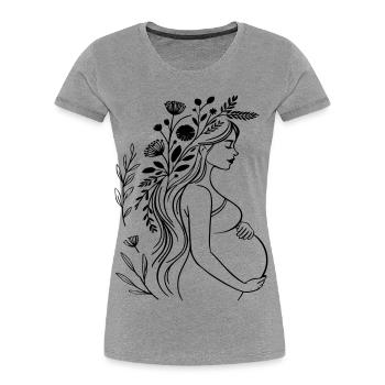 Schwangere Frau - Boho, personalisierbar - Frauen Premium Bio T-Shirt - Grau meliert - Vorne - Mia (176cm)