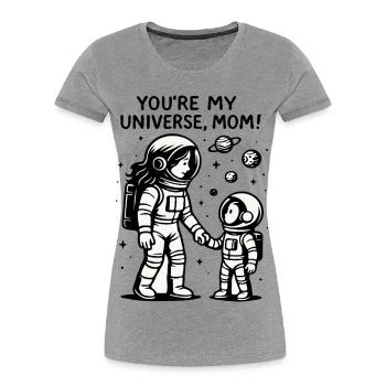 Cosmique Main dans la main - T-shirt bio Premium Femme - gris chiné - Devant - Mia (176cm)