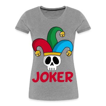 Der Schädel des Jokers - Frauen Premium Bio T-Shirt - Grau meliert - Vorne - Mia (176cm)