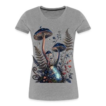 Sternpilze und leuchtender Edelstein - Frauen Premium Bio T-Shirt - Grau meliert - Vorne - Mia (176cm)